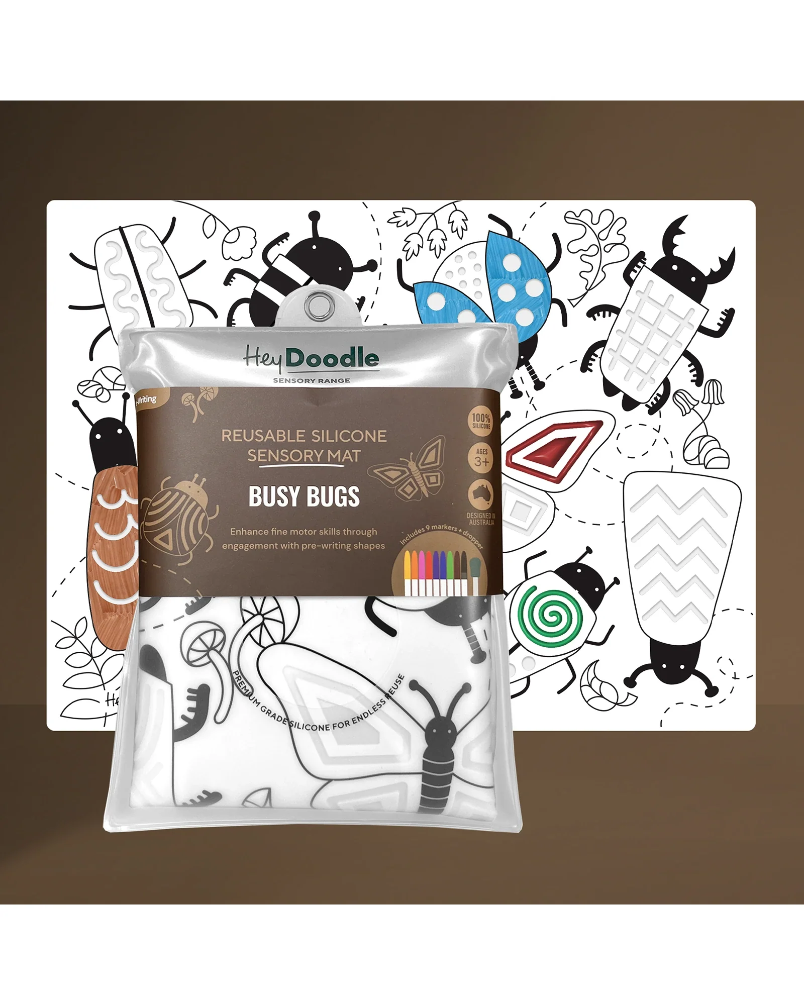 HeyDoodle Busy Bugs Sensory Colouring & Doodle Mat - Image 3