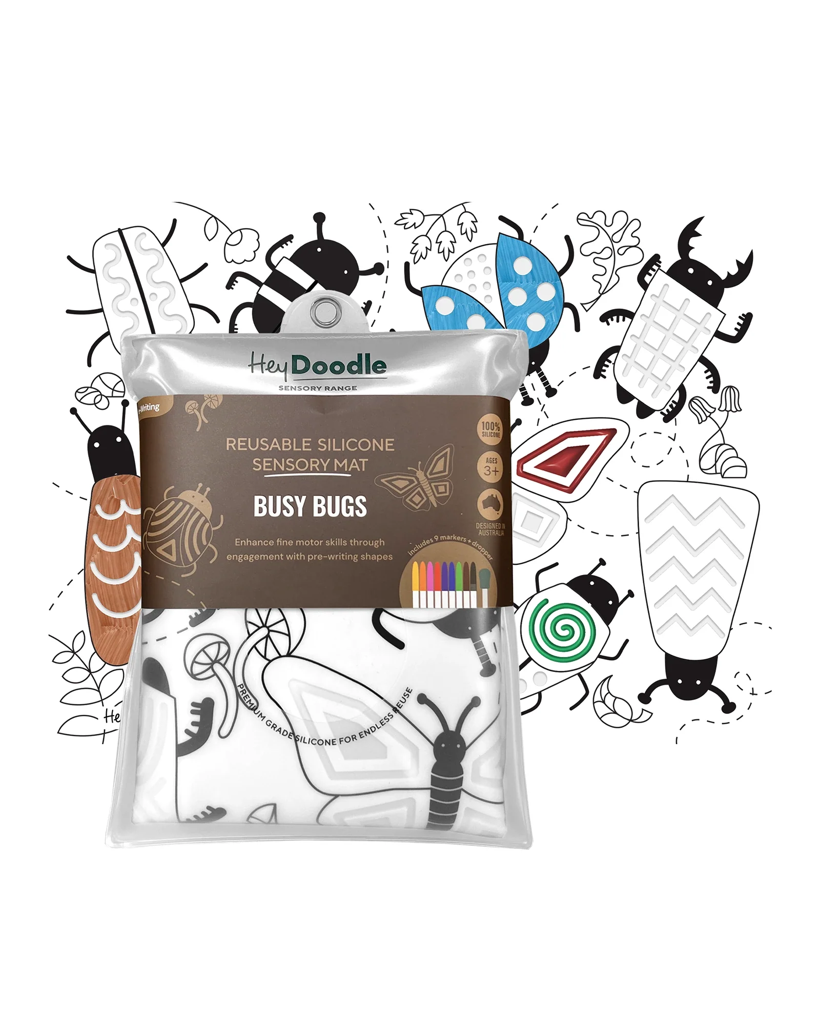 HeyDoodle Busy Bugs Sensory Colouring & Doodle Mat - Image 6