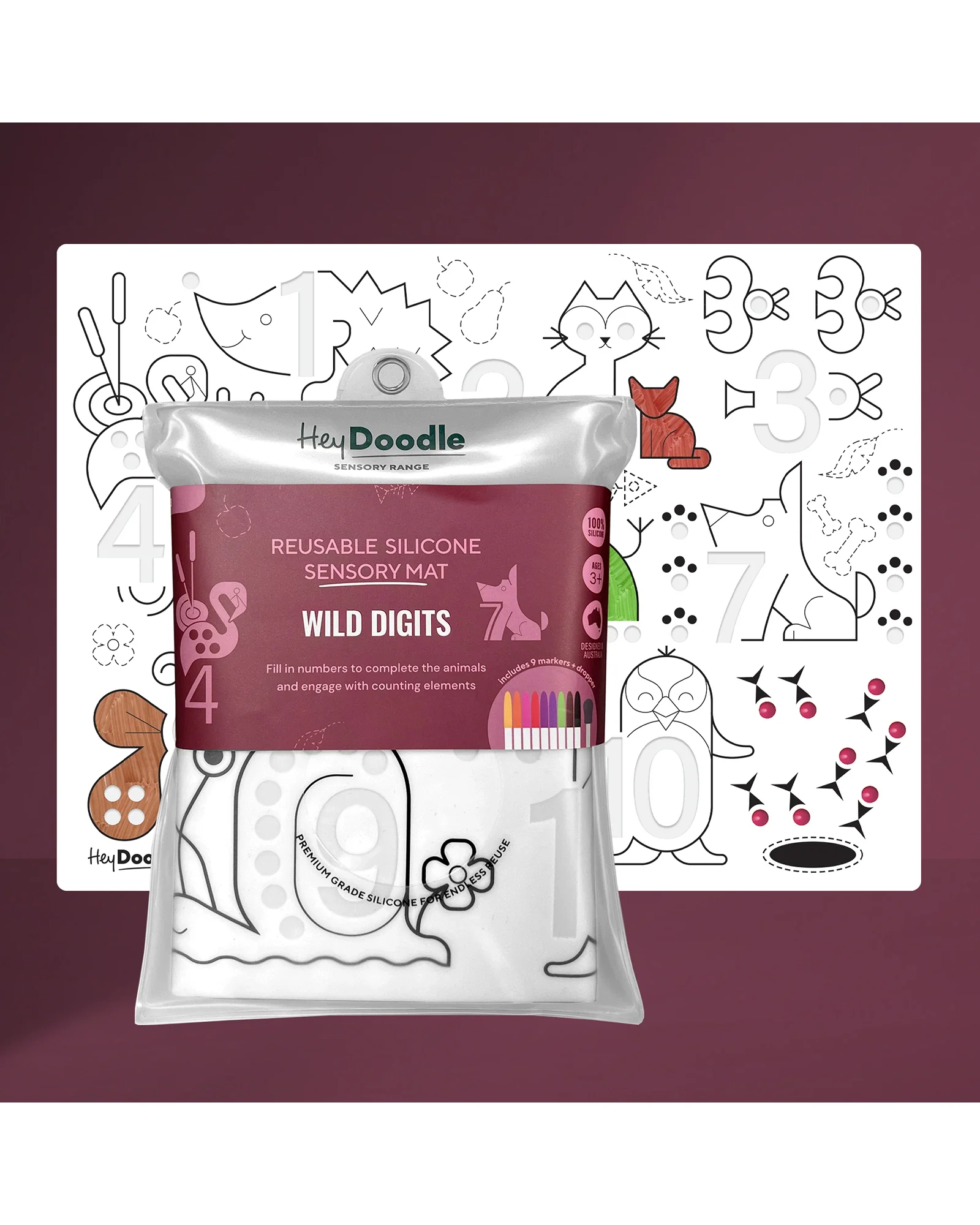 HeyDoodle Wild Digits Sensory Colouring & Doodle Mat - Image 3