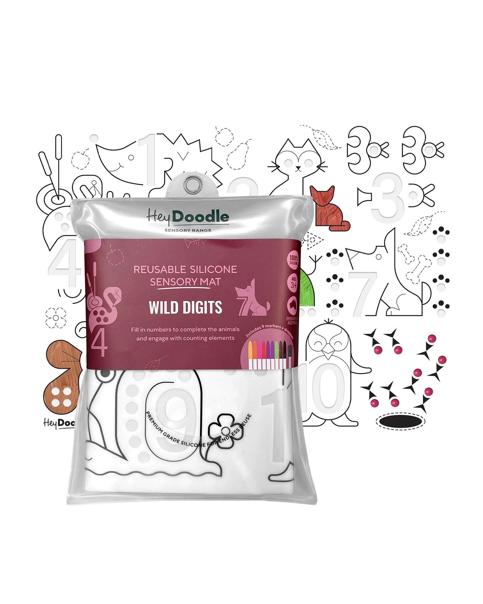 HeyDoodle Wild Digits Sensory Colouring & Doodle Mat - Image 4