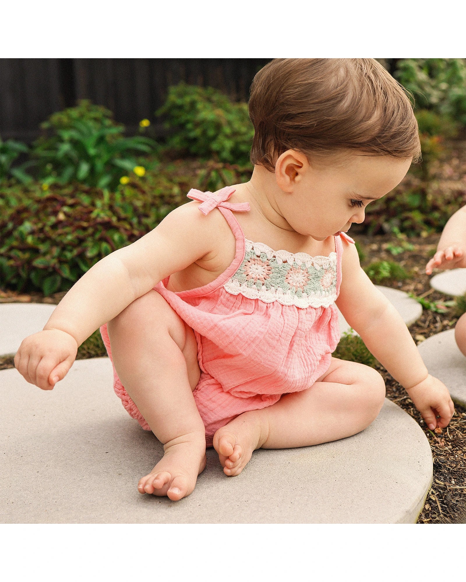 Crochet Woven Romper Strawberry - Size 0