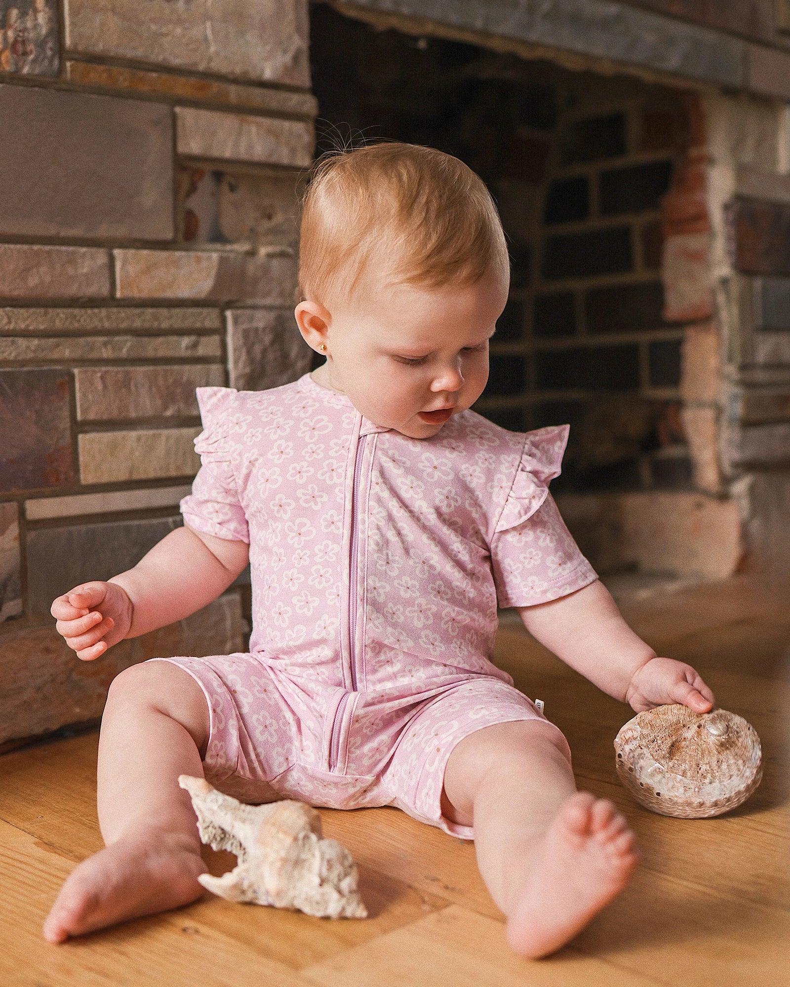 Day or Night Short Sleeve Frill Onesie Frangipani - Size 000 - Image 3