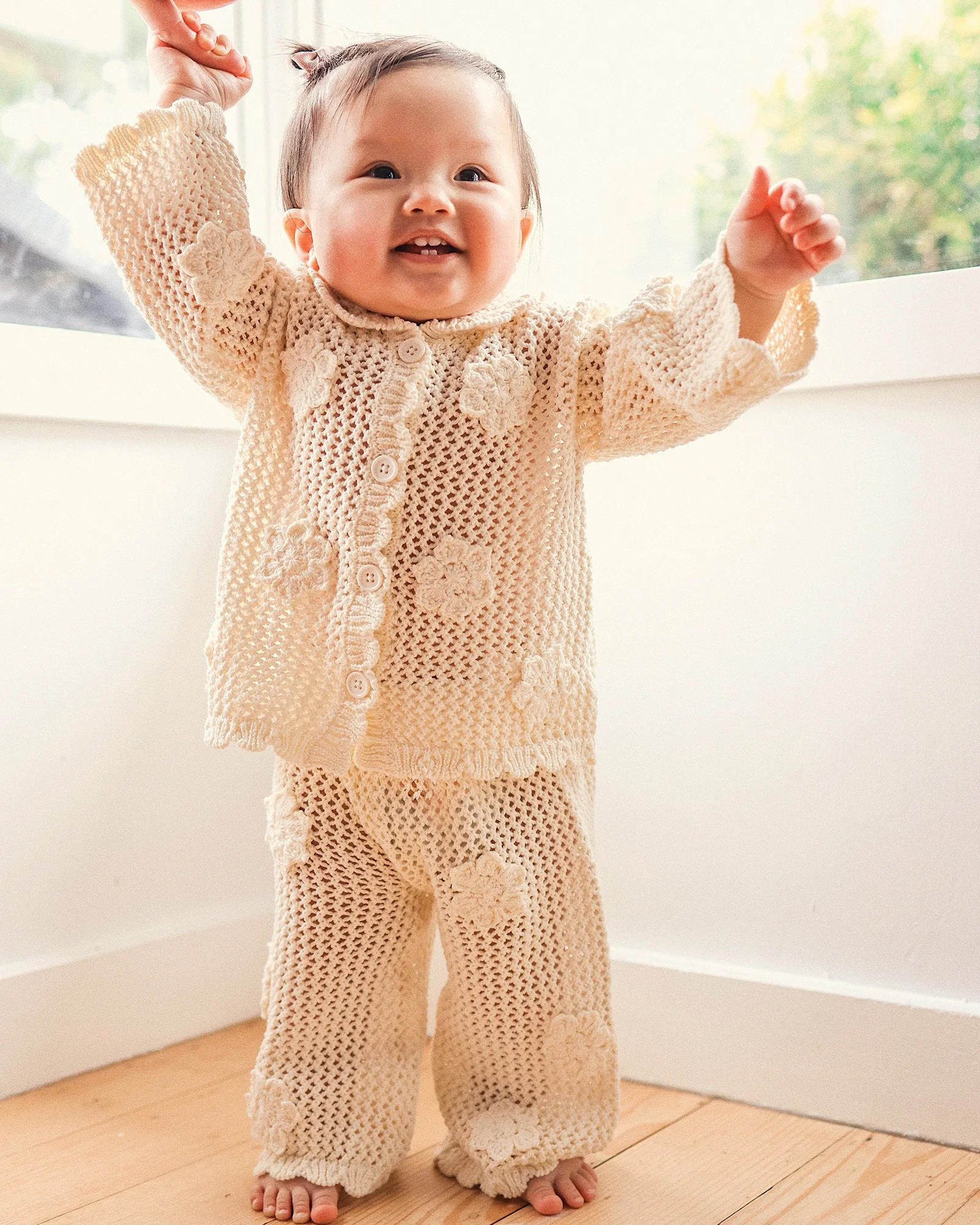 Knit Crochet Daisy Flare Pant Vanilla - Size 2 - Image 5