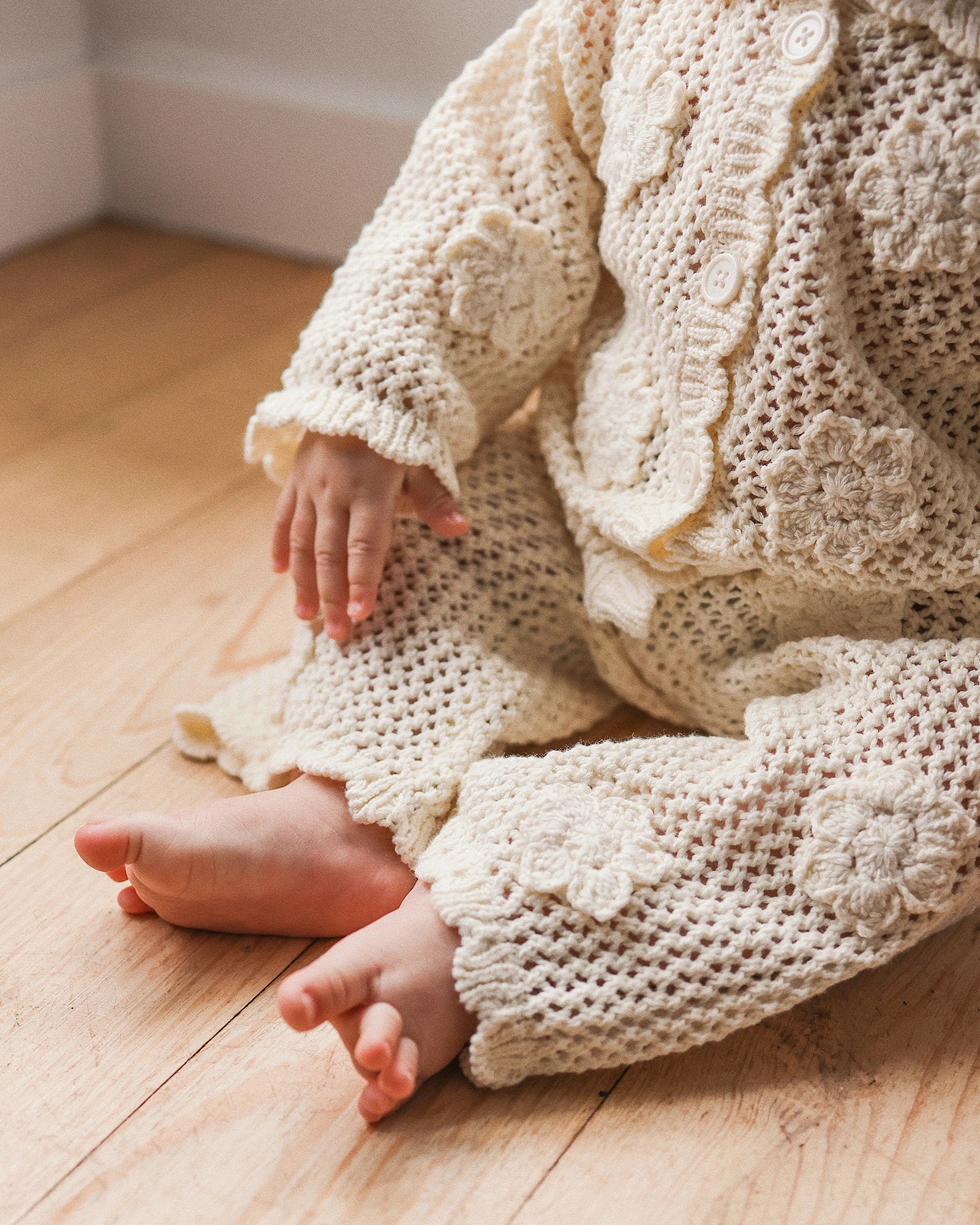 Knit Crochet Daisy Flare Pant Vanilla - Size 2 - Image 3