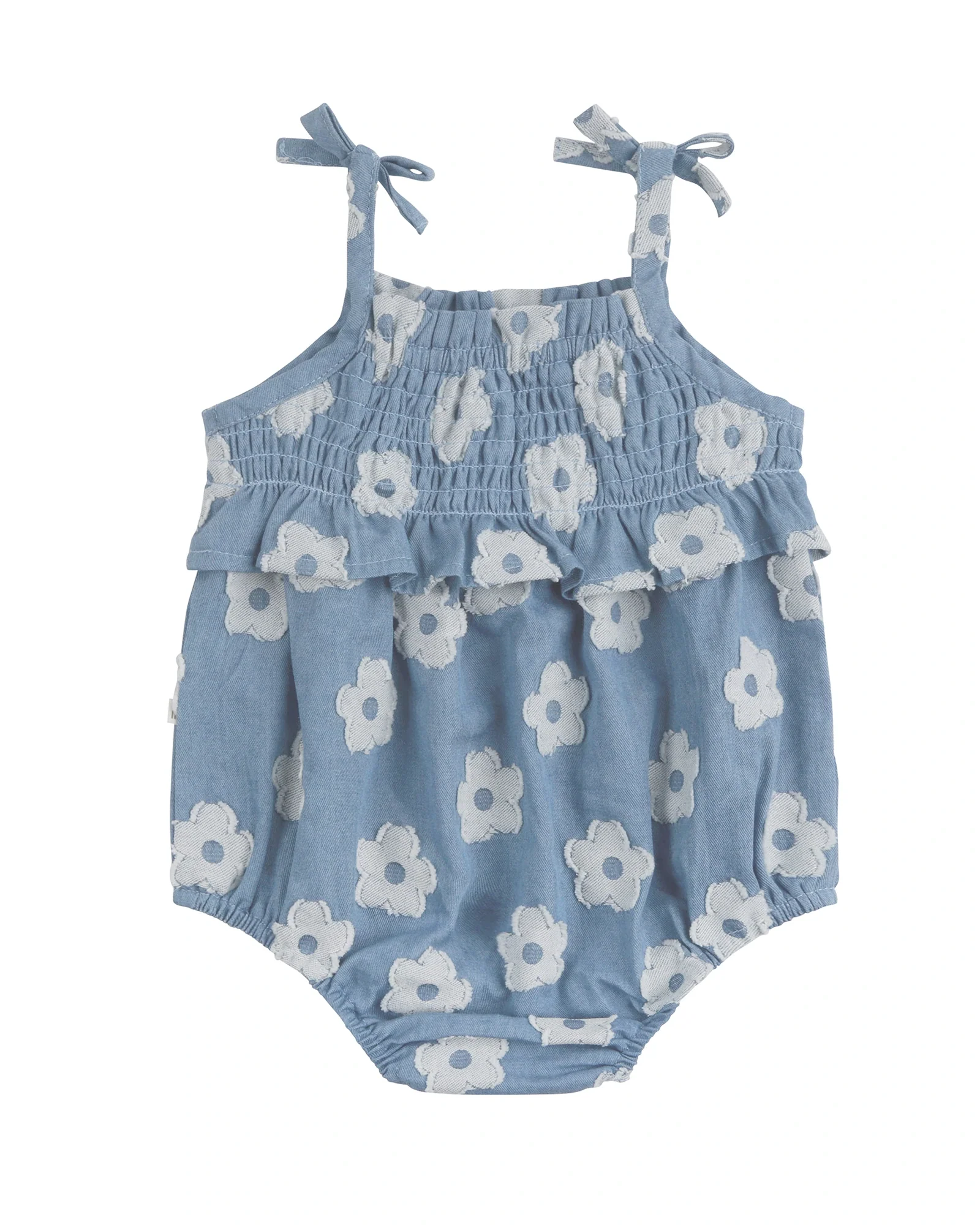 Shirred Woven Romper Chambray - Size 00
