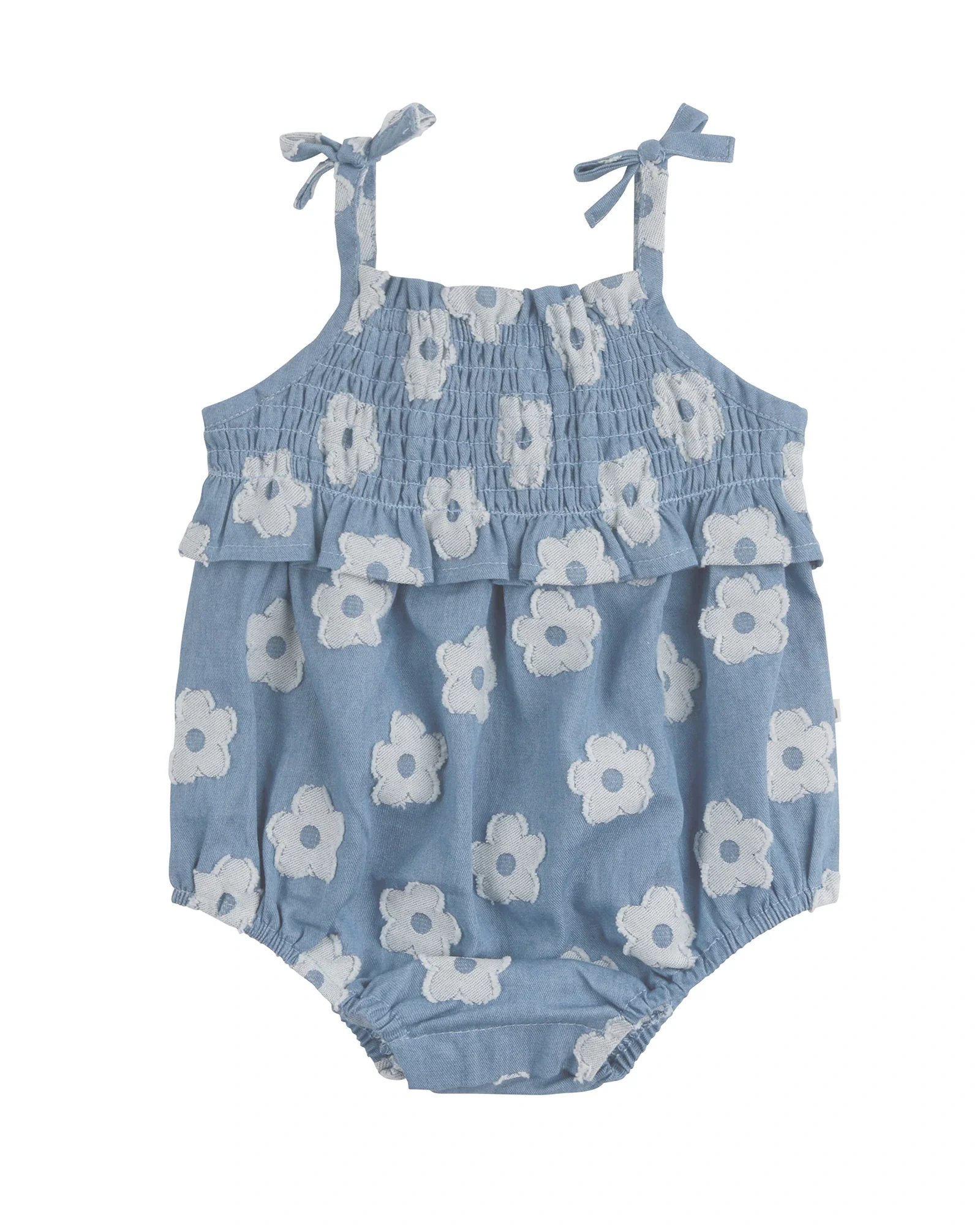 Shirred Woven Romper Chambray - Size 00 - Image 2