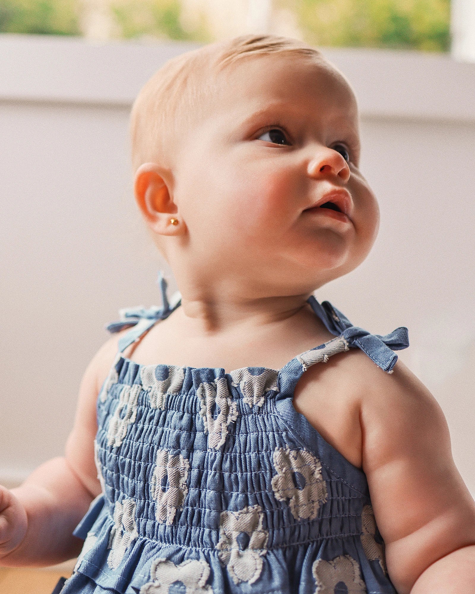 Shirred Woven Romper Chambray - Size 00 - Image 4