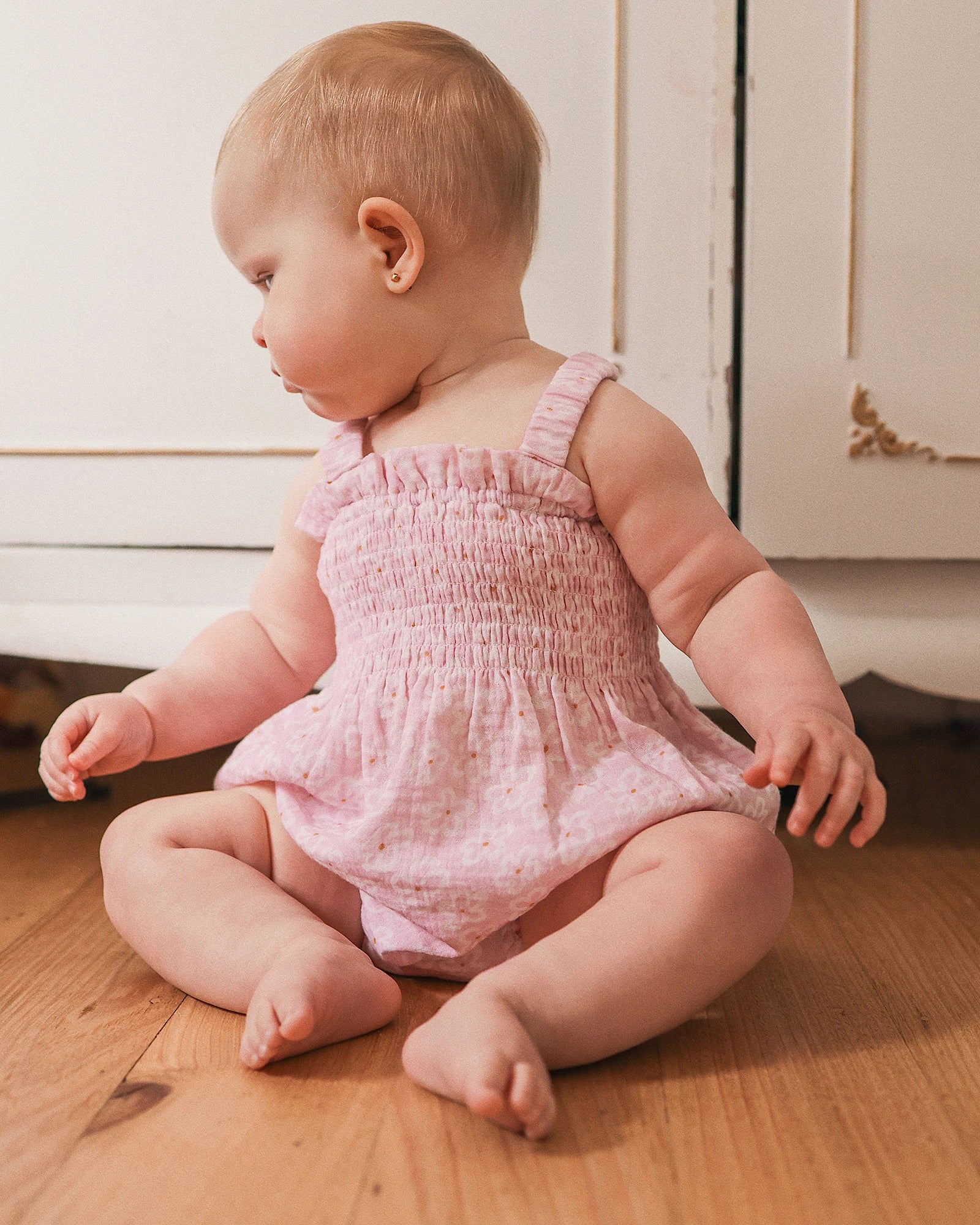 Shirred Woven Romper Frangipani - Size 0 - Image 2
