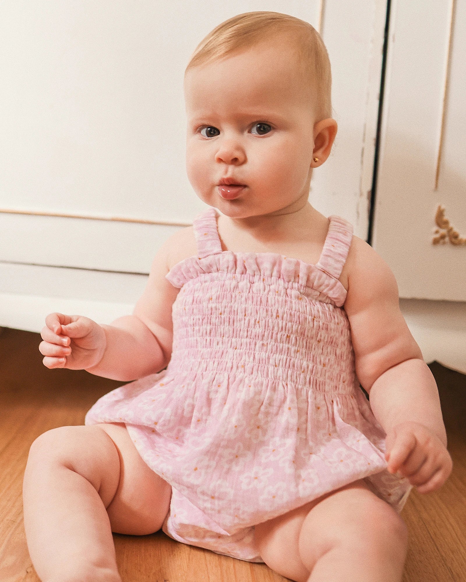 Shirred Woven Romper Frangipani - Size 00 - Image 3