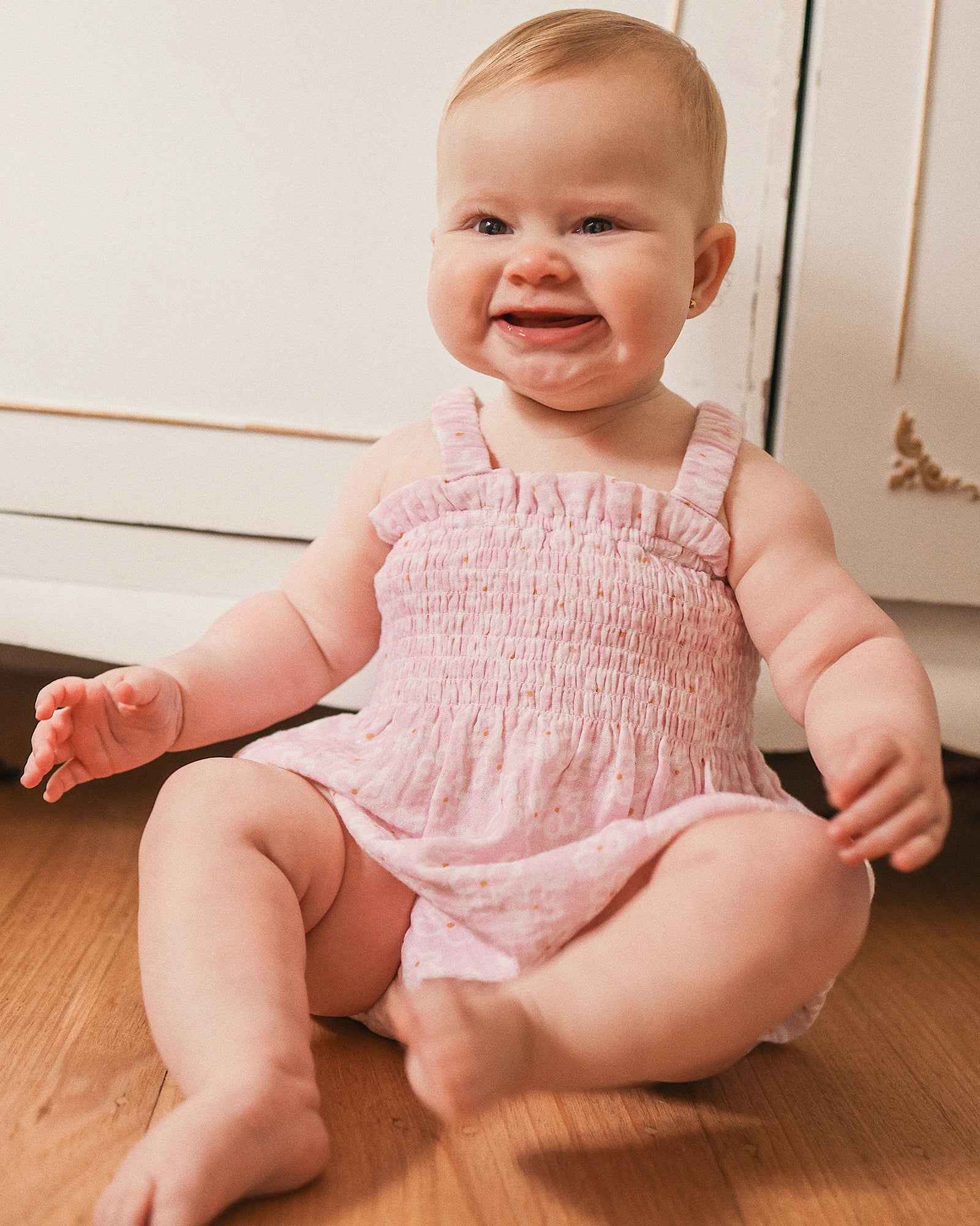 Shirred Woven Romper Frangipani - Size 00 - Image 4