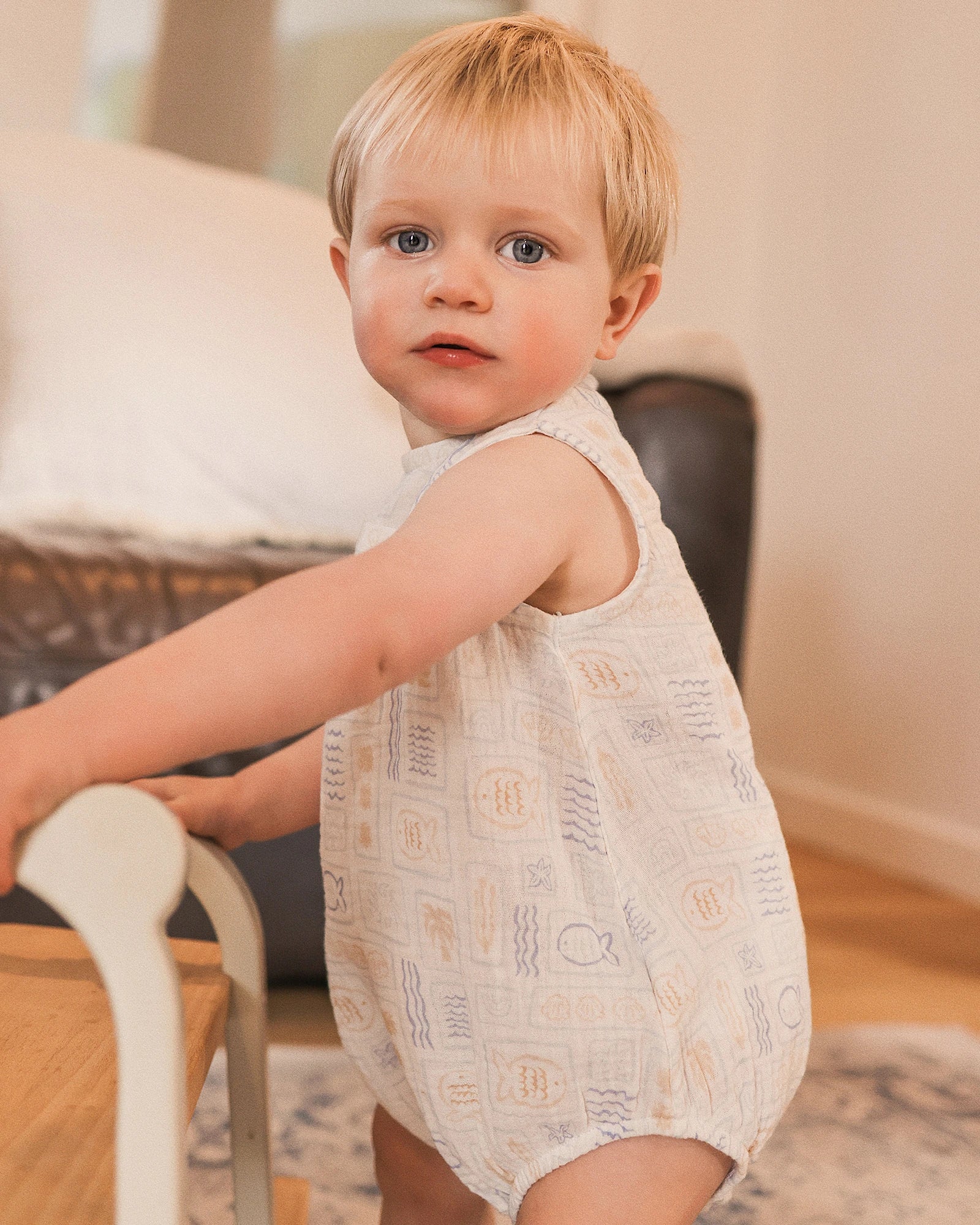 Sleeveless Woven Romper Salty Shores - Size 0 - Image 3