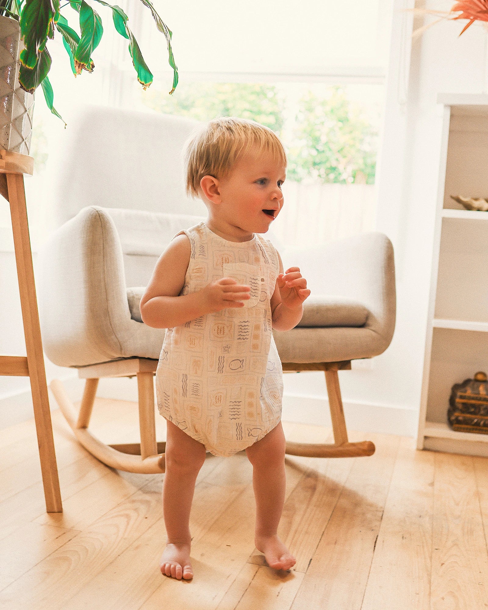 Sleeveless Woven Romper Salty Shores - Size 0 - Image 8