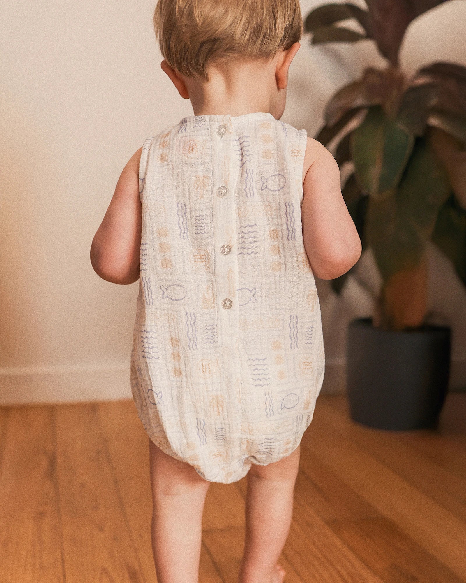 Sleeveless Woven Romper Salty Shores - Size 0 - Image 5