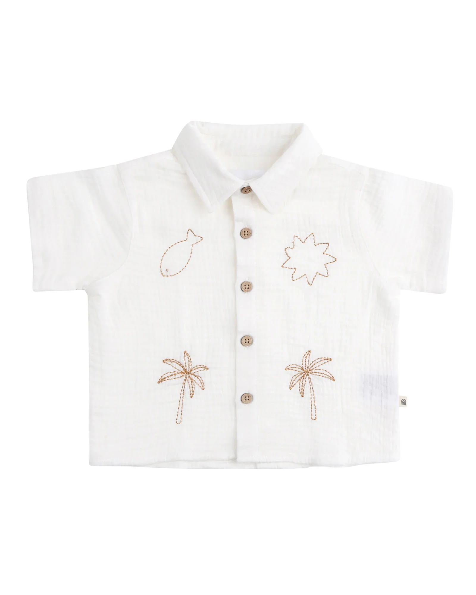 Woven Embroidered Shirt Coconut - Size 2
