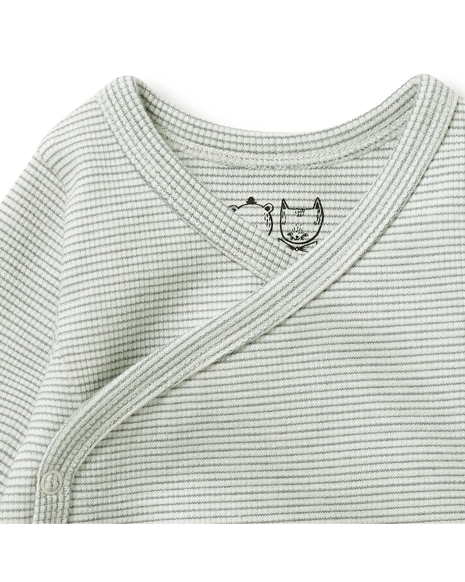 Organic Stripe Rib Kimono Bodysuit 6-12 mths - Image 2