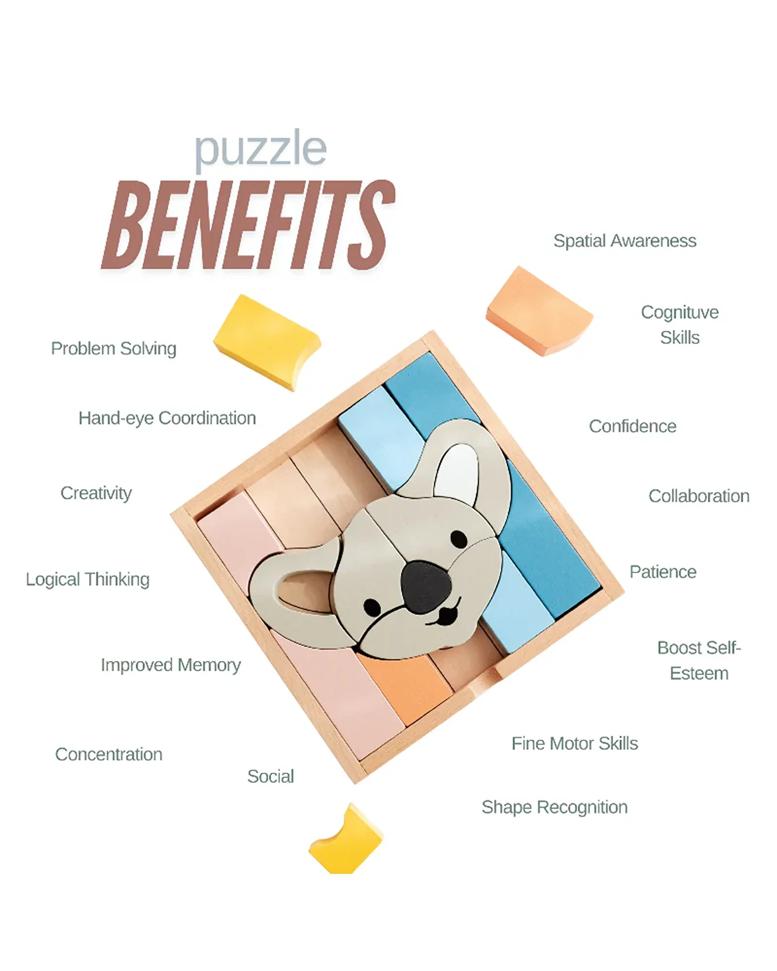 Stellavan & Papa - 3-in-1 Small Block Puzzle, Koala - Image 2