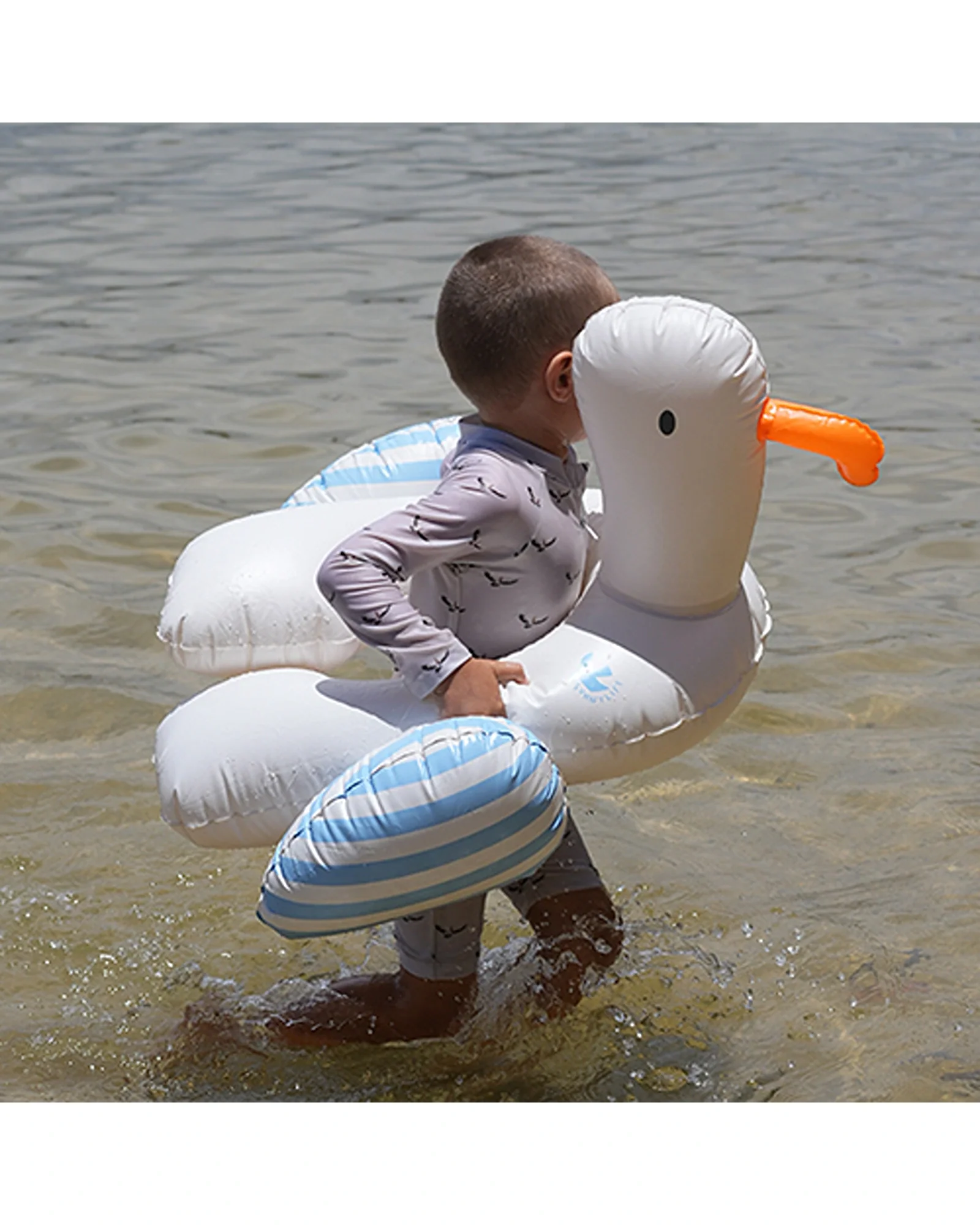 Sunnylife Kids Tube Pool Ring Sammy the Seagull Blue Stripe - Image 8