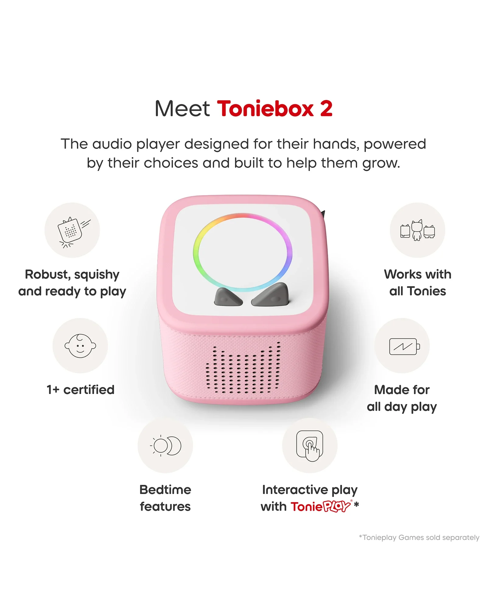 Tonies Toniebox 2 Starter Set with Creative Tonie Rubie - Cloud Pink - Image 4