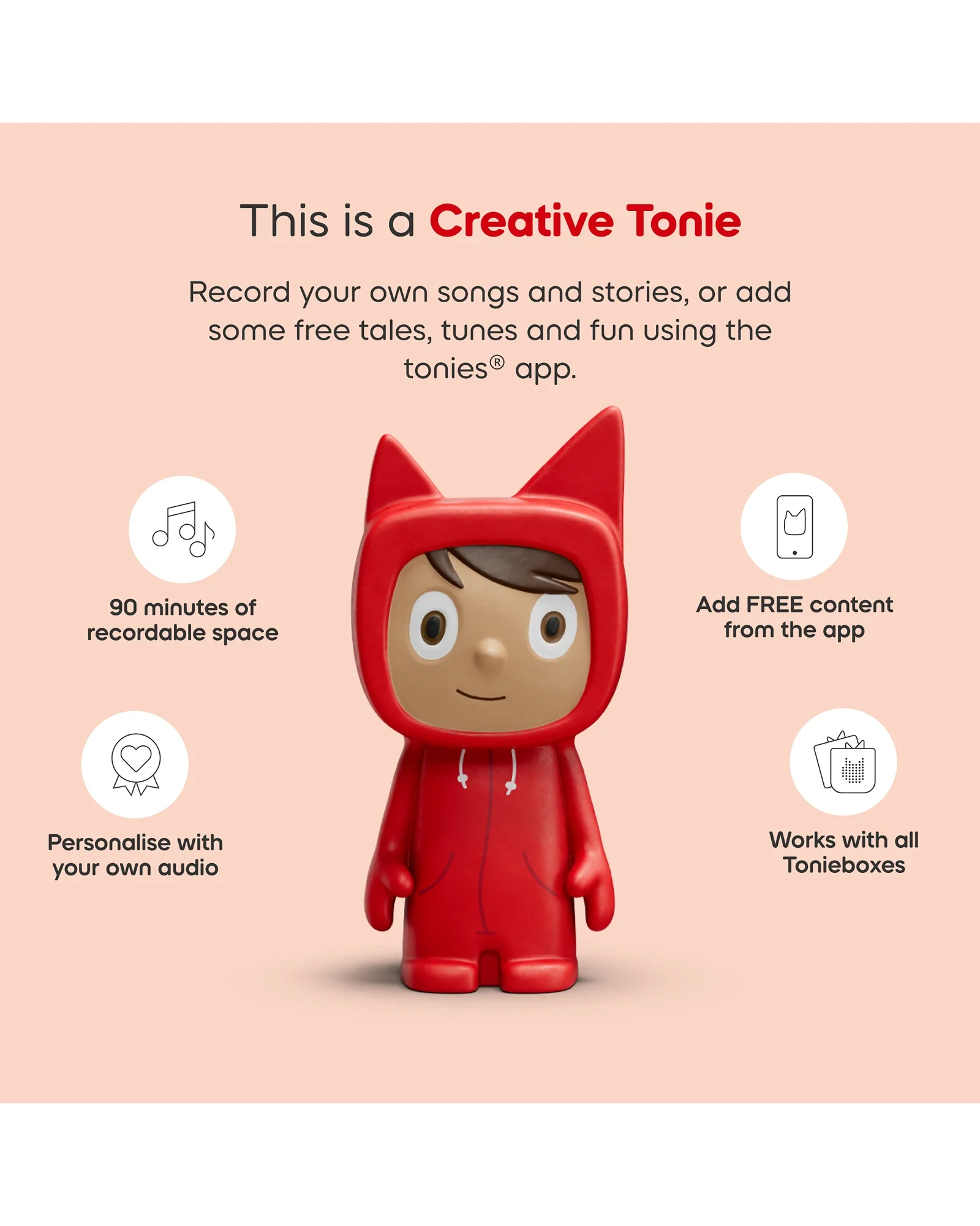 Tonies Toniebox 2 Starter Set with Creative Tonie Rubie - Sunset Red - Image 5