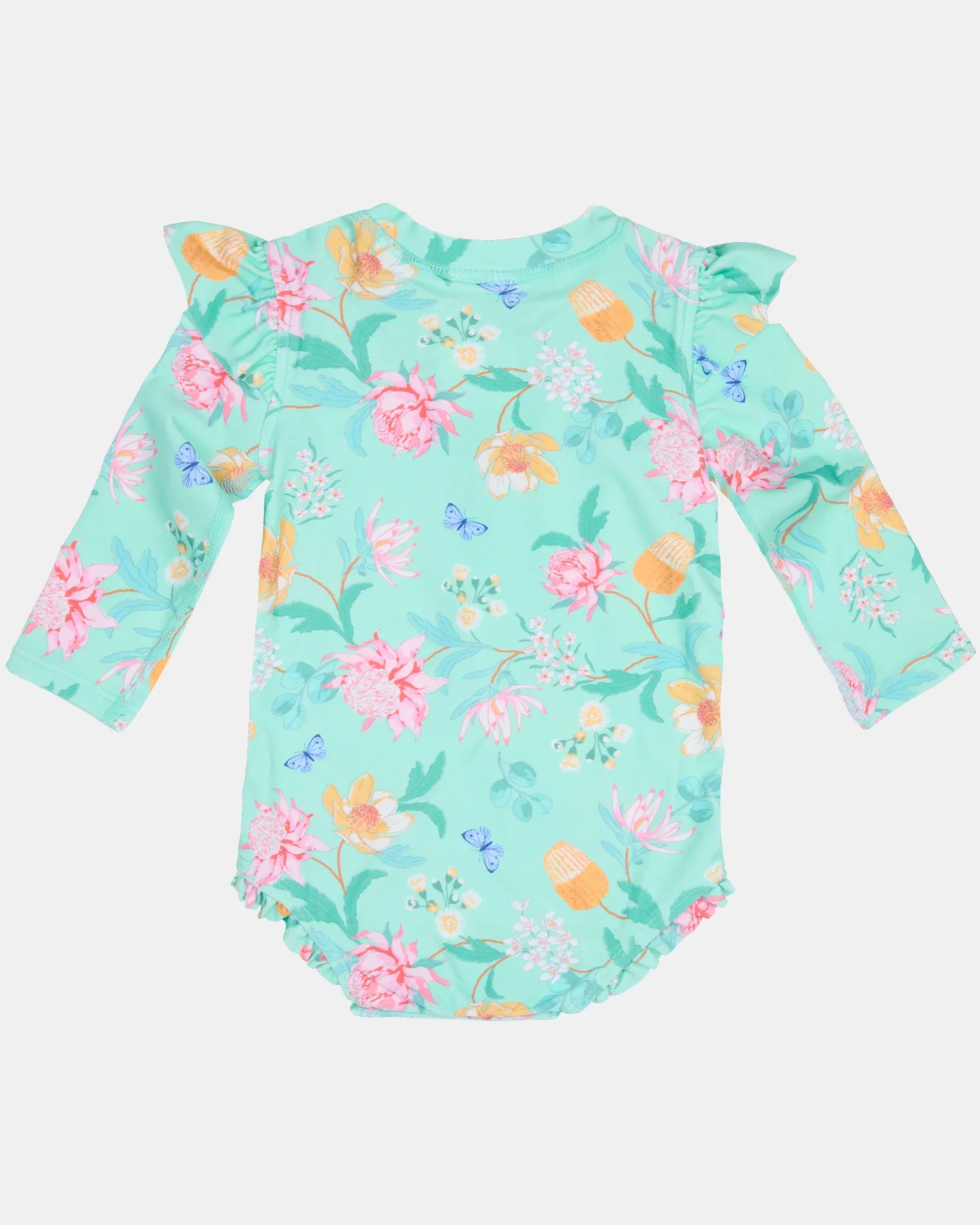 Toshi Swim Onesie L/S Ripple - Waratah Mint 2 - Image 2