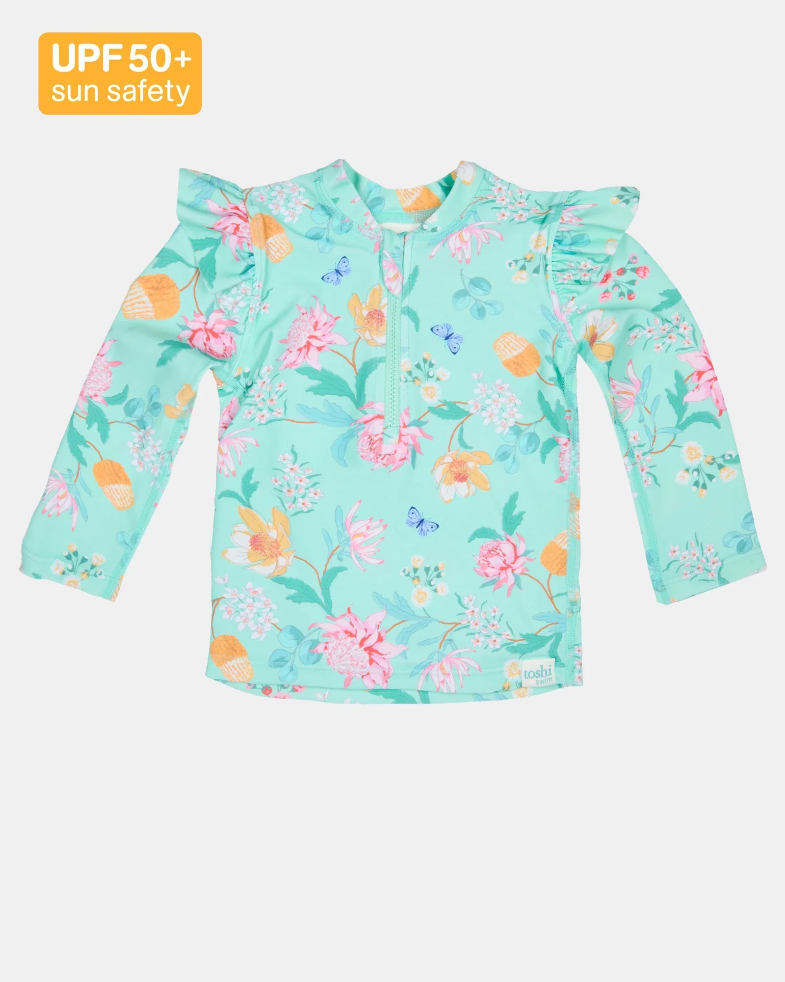 Toshi Swim Rashie L/S Ripple - Waratah Mint 0